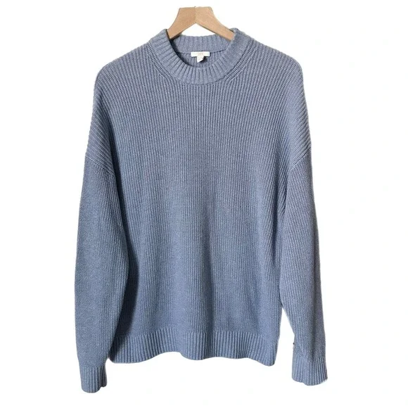 Lunya Cozy Cotton Silk Crew Neck Pullover Sweater Daybreak Blue Heather Sz L/XL - Picture 2 of 6